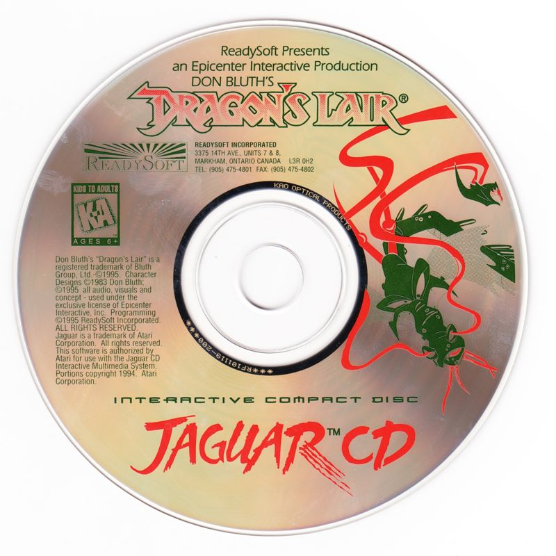 Dragon's Lair (CD) box art for Jaguar